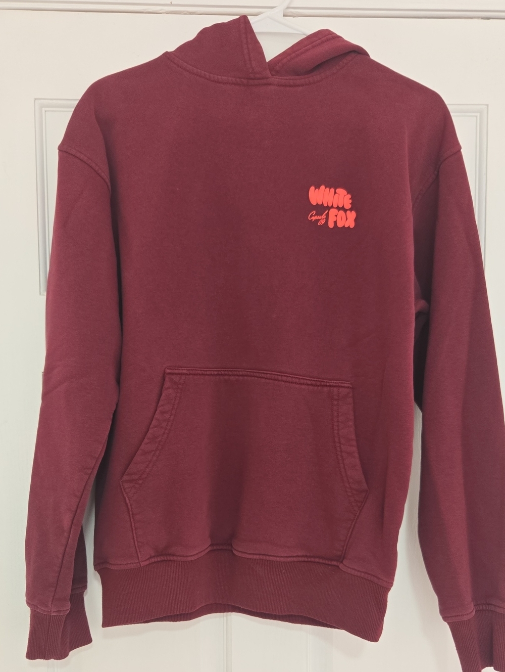 White Fox Boutique Maroon Hoodie with Neon Logo